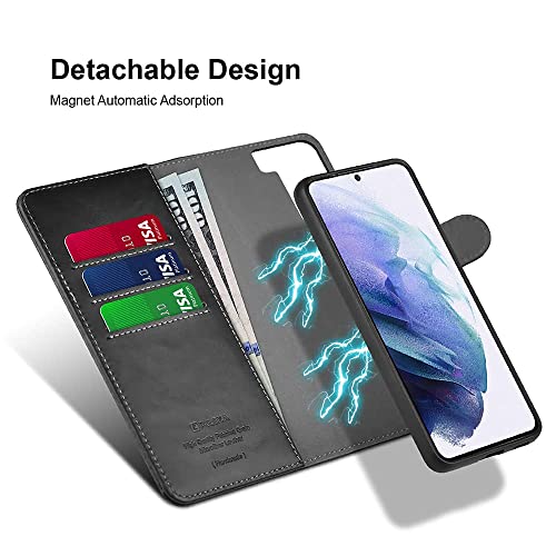 PULOKA - 2 in 1 Flip Cover for Samsung S23 Ultra - Protective Case with Card & Cash Pockets - Detachable Flip Case, Kickstand & Magnetic Closure -Vegan Leather - Profesional & Premium Finish -Black - Image 3