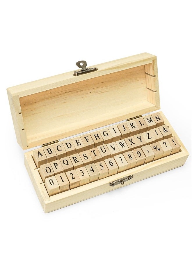 Toptime Toptime Letter Stamps, 42Pcs Rubber Alphabet Stamp Set DIY Wooden Stamps with Storage Case, Vintage Number Stamps Mini Symbol Stamps for Crafting, Journaling, Card Making, Scrapbooking, Kids Painting - Image 1