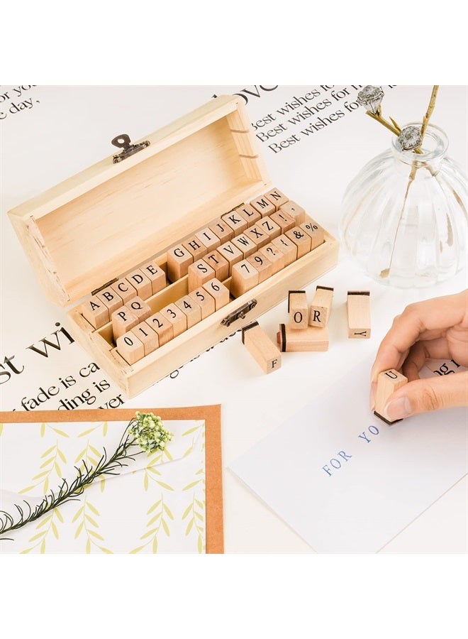 Toptime Toptime Letter Stamps, 42Pcs Rubber Alphabet Stamp Set DIY Wooden Stamps with Storage Case, Vintage Number Stamps Mini Symbol Stamps for Crafting, Journaling, Card Making, Scrapbooking, Kids Painting - Image 2