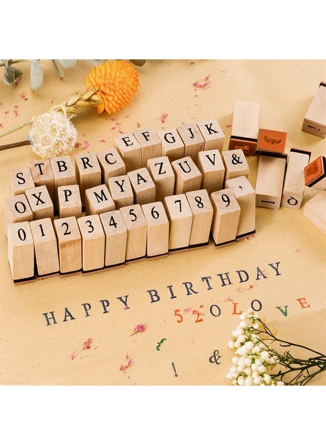Toptime Toptime Letter Stamps, 42Pcs Rubber Alphabet Stamp Set DIY Wooden Stamps with Storage Case, Vintage Number Stamps Mini Symbol Stamps for Crafting, Journaling, Card Making, Scrapbooking, Kids Painting - Image 3