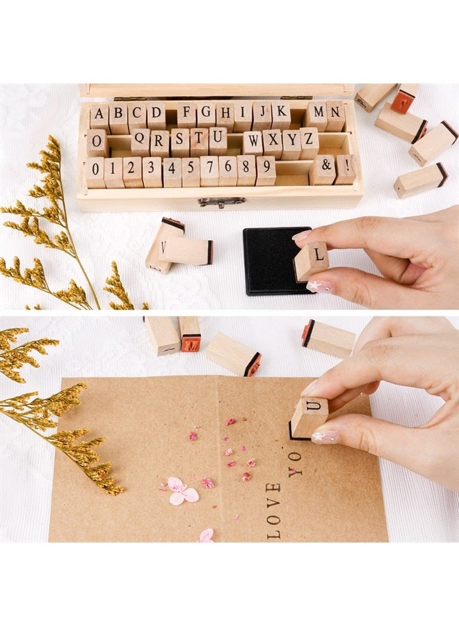Toptime Toptime Letter Stamps, 42Pcs Rubber Alphabet Stamp Set DIY Wooden Stamps with Storage Case, Vintage Number Stamps Mini Symbol Stamps for Crafting, Journaling, Card Making, Scrapbooking, Kids Painting - Image 4