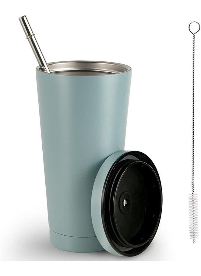 Arabest - 304 Stainless Steel Insulated Mug with Cleaning Brush and Straw,Modern Insulated Travel Mug,Vacuum Insulated,Durable Stainless Steel Coffee Mug for Sports/Wedding/Business/Home(Green) - Image 1