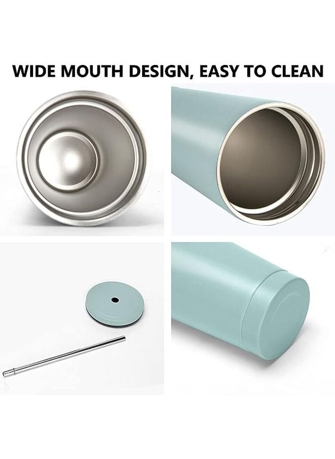 Arabest - 304 Stainless Steel Insulated Mug with Cleaning Brush and Straw,Modern Insulated Travel Mug,Vacuum Insulated,Durable Stainless Steel Coffee Mug for Sports/Wedding/Business/Home(Green) - Image 1