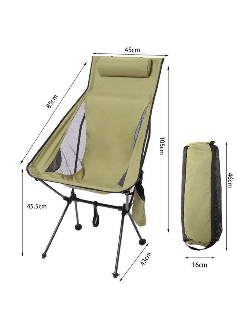 SYOSI - Ultralight High Back Outdoor Folding Camping Chair, Heavy Duty Mesh Lightweight Beach Lounge Chair with Pillow and Cup Bag, Large Chair for Travel, Hiking, Fishing, Beach - Image 1