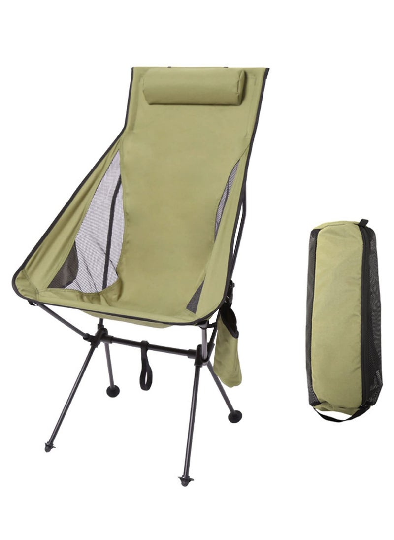 SYOSI - Ultralight High Back Outdoor Folding Camping Chair, Heavy Duty Mesh Lightweight Beach Lounge Chair with Pillow and Cup Bag, Large Chair for Travel, Hiking, Fishing, Beach - Image 1
