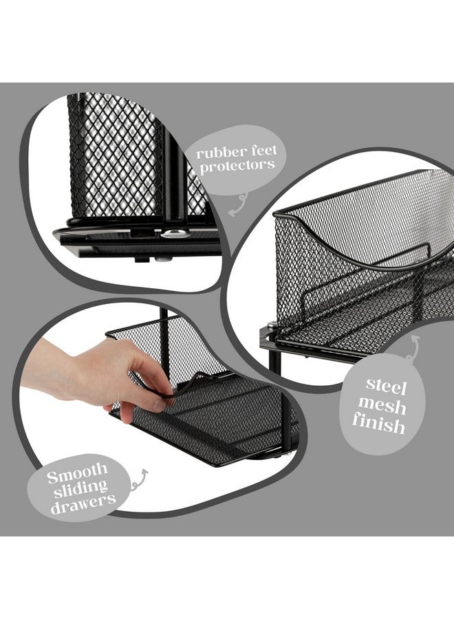 Sorbus 2 Tier Metal Under Sink Organizer for Bathroom, Kitchen, Strong Steel Mesh Sliding Drawers for Under Sink, Under Cabinet, Closet, Kitchen, Pantry, Bathroom Organizers and Storage (Black) - Image 4