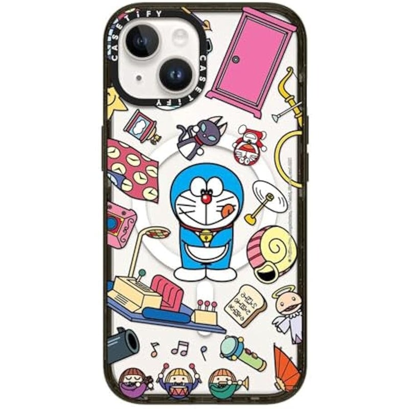 Casetify Impact Case for iPhone 14 【Doraemon Co-Lab / 8.2ft Drop Protection/Compatible with Magsafe】 - Doraemon Secret Gadgets - Clear Black - Image 1