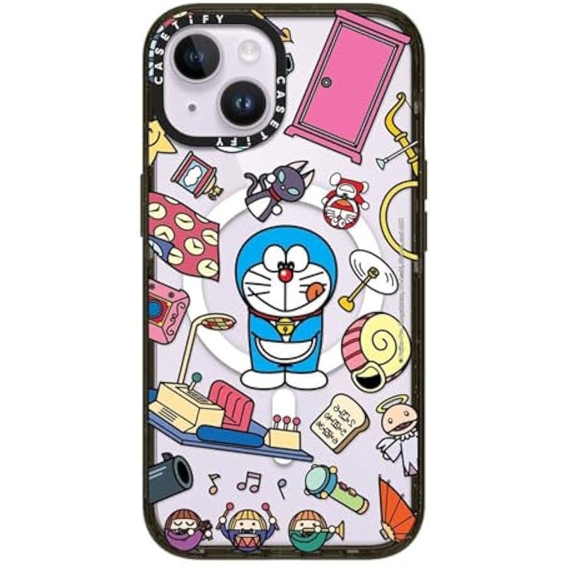 Casetify Impact Case for iPhone 14 【Doraemon Co-Lab / 8.2ft Drop Protection/Compatible with Magsafe】 - Doraemon Secret Gadgets - Clear Black - Image 2