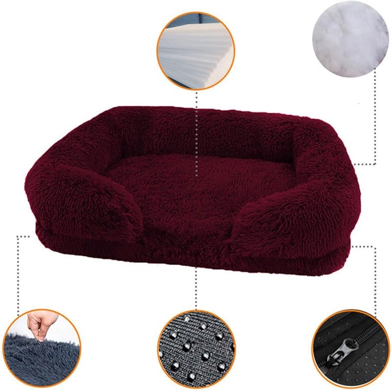 XL Size Pet Bed with Detachable Cushion Soft Furry Dog Basket Sofa Mat - Image 5