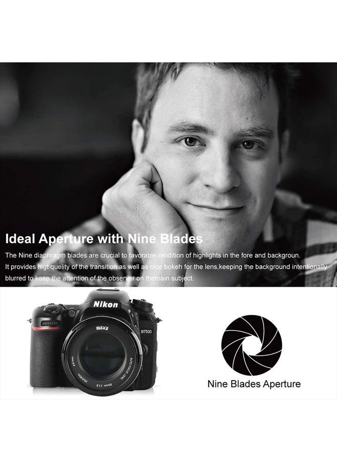 Meike - 85mm f1.8 Wide Aperture Full Frame Auto Focus Telephoto Lens for Nikon F Mount DSLR Camera and Compatible with Nikon APS-C Cameras D610 D750 D780 D810 - Image 1