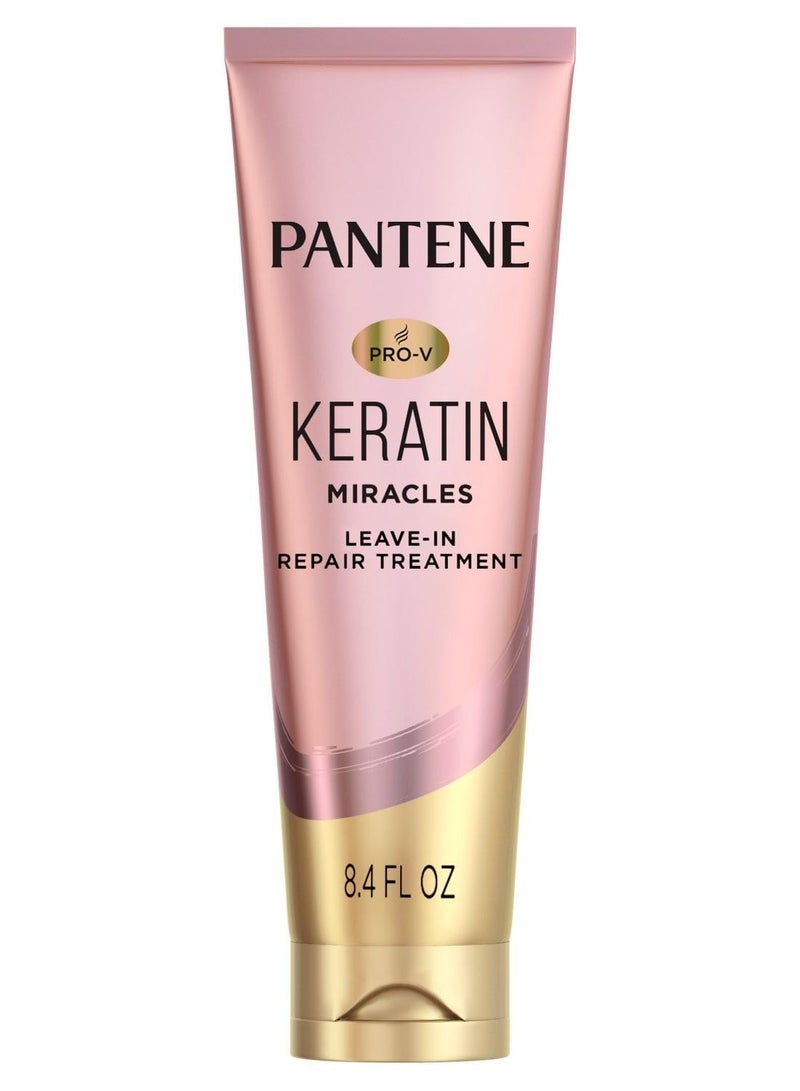 Pantene Pantene Keratin Leave-In Conditioner with Argan Oil, Protein Treatment for Dry, Damaged & Color-Treated Hair, Repairs Split Ends & Protects from Damage, Formaldehyde-Free, 8.4 Fl Oz - Image 1