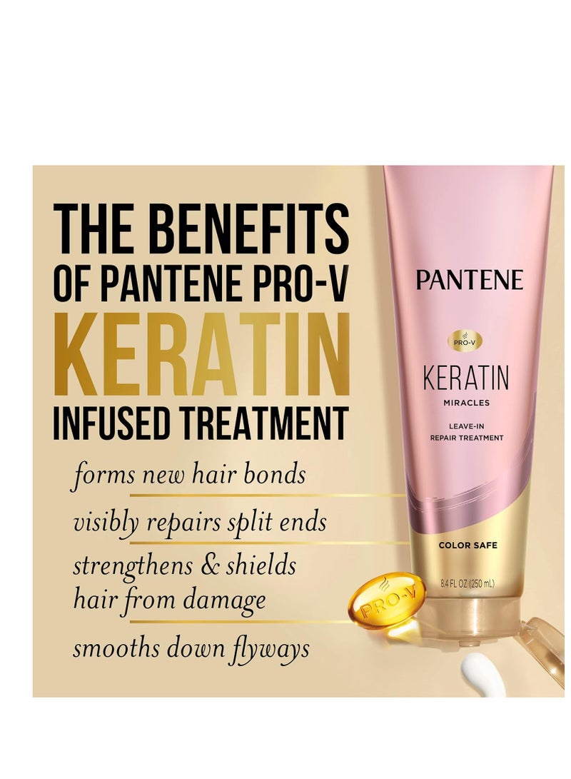 Pantene Pantene Keratin Leave-In Conditioner with Argan Oil, Protein Treatment for Dry, Damaged & Color-Treated Hair, Repairs Split Ends & Protects from Damage, Formaldehyde-Free, 8.4 Fl Oz - Image 5