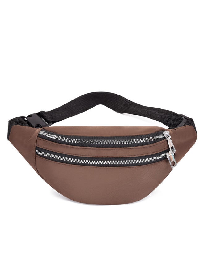 Sports Waist Bag Men's And Women's Waterproof Mobile Phone Bag Korean Fashion Waist Bag Leisure Large Capacity Waist Bag Wholesale-Color:Brown - Image 1
