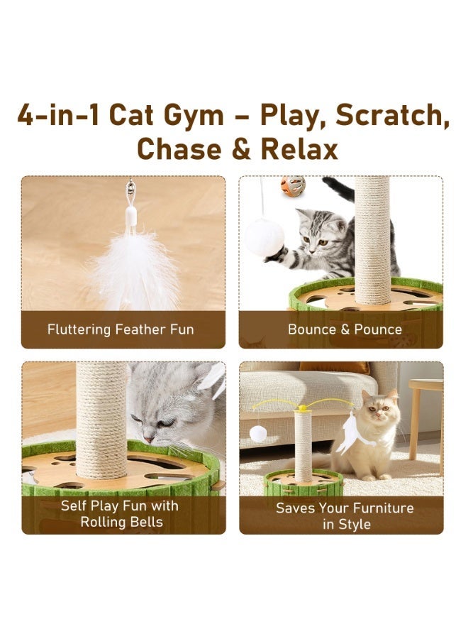 أرابايت لعبة ألغاز للقطط، راقصة تفاعلية للقطط المنزلية، صندوق مثير مع ألعاب تصدر أصواتًا ولباد للخدش، لعبة مسار كرة للقطط لممارسة التمارين البدنية - Image 3