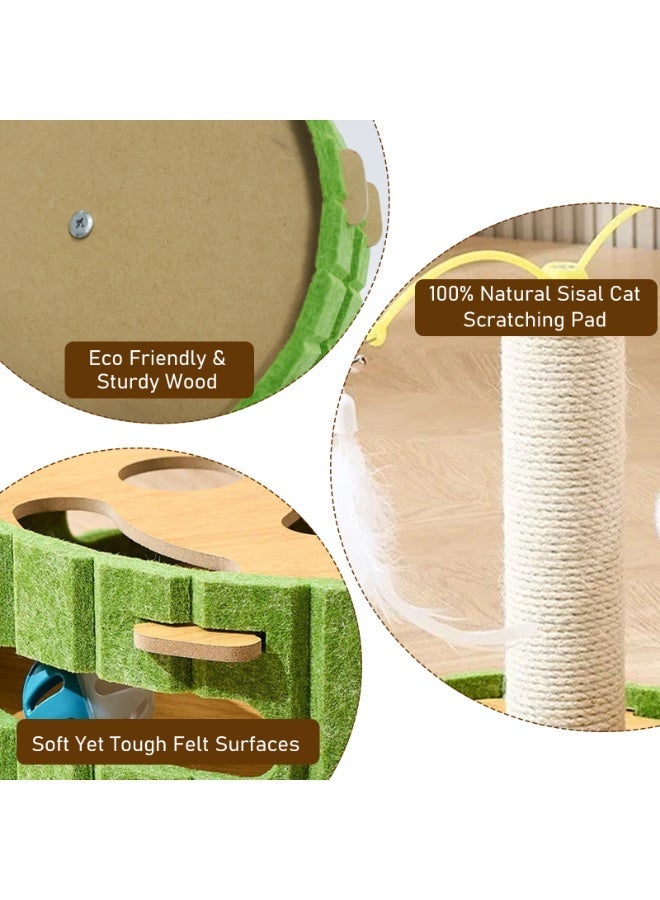 أرابايت لعبة ألغاز للقطط، راقصة تفاعلية للقطط المنزلية، صندوق مثير مع ألعاب تصدر أصواتًا ولباد للخدش، لعبة مسار كرة للقطط لممارسة التمارين البدنية - Image 4