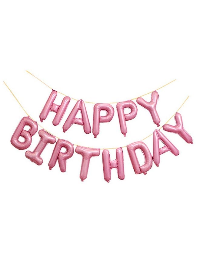 GOER GOER Light Pink Happy Birthday Balloons,16 Inch Foil Letter Balloons Banner for Birthday Party Decorations 