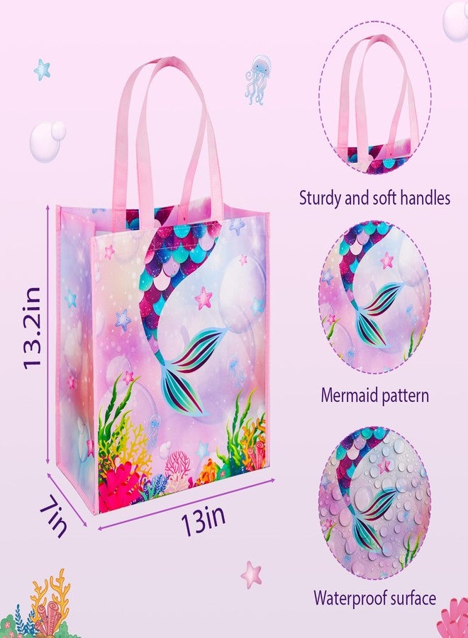 BLEWINDZ Large Gift Bags with Tissues – 3Pcs Mermaid Girls Kids Tote Reusable Gift Bags with Handles for Birthday Party Favors, Baby Showers, Shoppings (13" x 7" x 13.2") - Image 2