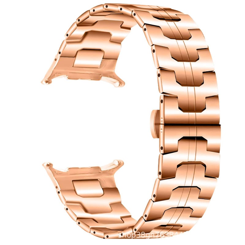 Adjustable Stainless Steel Link Smartwatch Band Compatible with Samsung Galaxy Watch 8 Classic with Fit Replacement Strap for Daily Wear Rose - Image 1