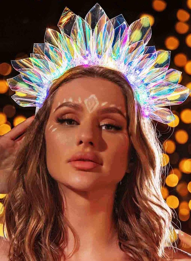 LED Light Up Headband, Tinsel Hair Hoop, Party Nightclub Rave Hair Accessories for Women and Girls, Flashing Headpiece Festival Hair Accessories - Image 1