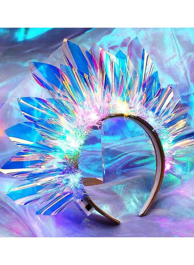 LED Light Up Headband, Tinsel Hair Hoop, Party Nightclub Rave Hair Accessories for Women and Girls, Flashing Headpiece Festival Hair Accessories - Image 4