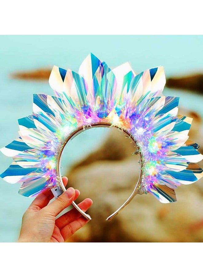 LED Light Up Headband, Tinsel Hair Hoop, Party Nightclub Rave Hair Accessories for Women and Girls, Flashing Headpiece Festival Hair Accessories - Image 2