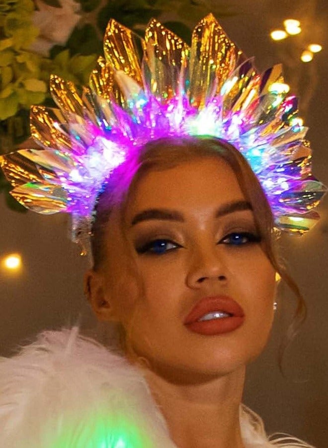 LED Light Up Headband, Tinsel Hair Hoop, Party Nightclub Rave Hair Accessories for Women and Girls, Flashing Headpiece Festival Hair Accessories - Image 3