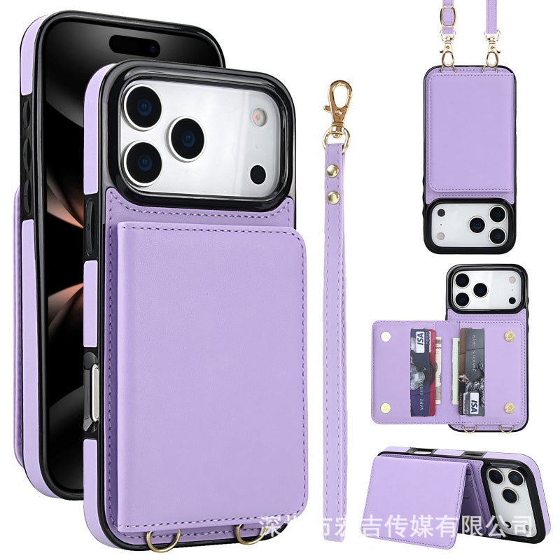 غطاء واقي بTPU باللون بنفسجي بوظيفة حامل من مادة TPU لـ iPhone 14 / 14 Plus / 14 Pro / 14 Pro Max مع حامل قائم وحامل بطاقات مع مقاوم للصدمات مع حماية من السقوط للهدايا - Image 1