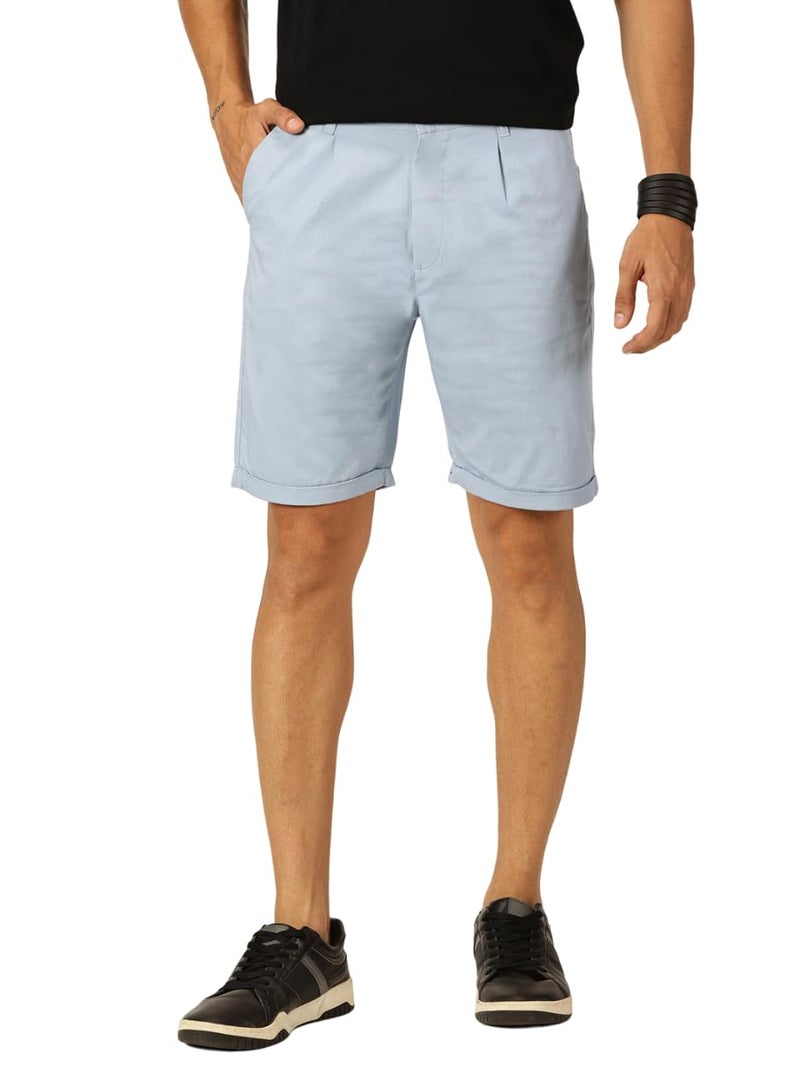 Thomas Scott Men 100% Cotton Smart Chino Shorts (TSS038_SkyBlue, 32) - Image 1