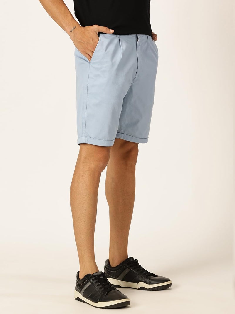Thomas Scott Men 100% Cotton Smart Chino Shorts (TSS038_SkyBlue, 32) - Image 3