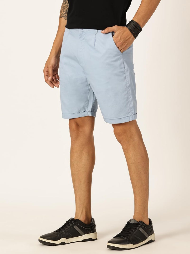 Thomas Scott Men 100% Cotton Smart Chino Shorts (TSS038_SkyBlue, 32) - Image 2