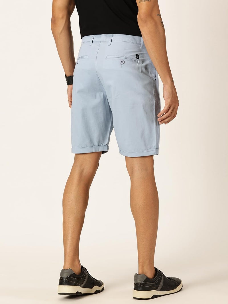 Thomas Scott Men 100% Cotton Smart Chino Shorts (TSS038_SkyBlue, 32) - Image 4
