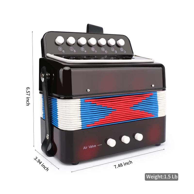 MUINS Kids Accordion, 10 Keys Control Mini Accordion Toy Gifts Easy to Play for kids Children Beginners Lightweight Environmentally-friendly Musical Instrument Developmet Fit for 3 years and over(black) - Image 3