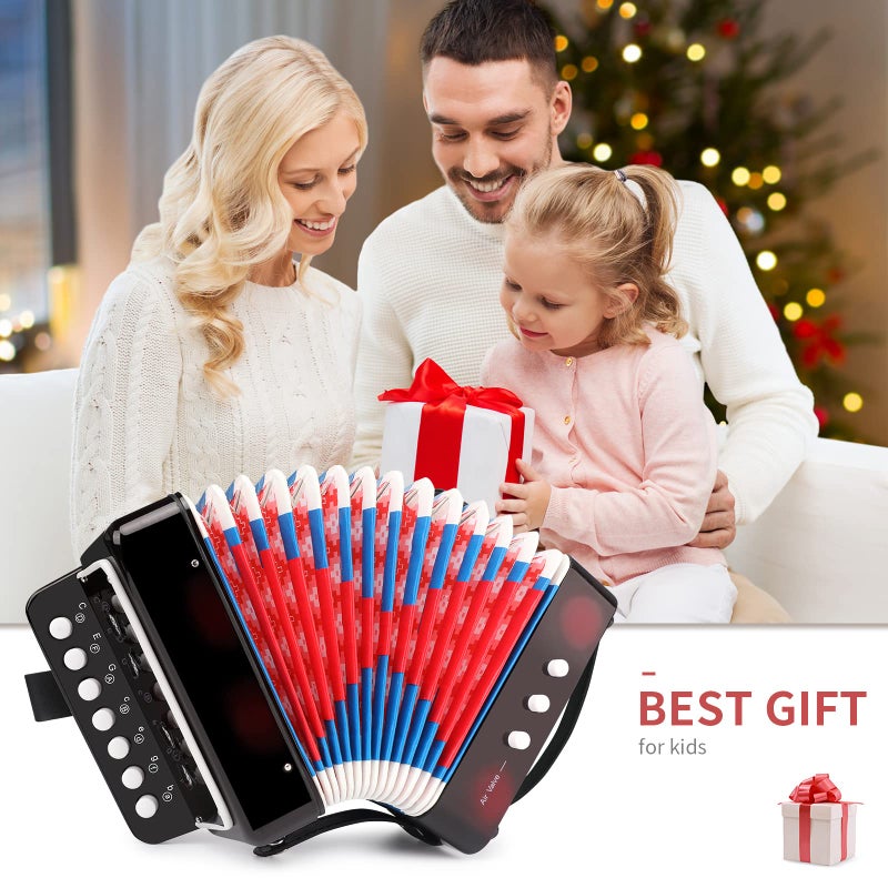 MUINS Kids Accordion, 10 Keys Control Mini Accordion Toy Gifts Easy to Play for kids Children Beginners Lightweight Environmentally-friendly Musical Instrument Developmet Fit for 3 years and over(black) - Image 5