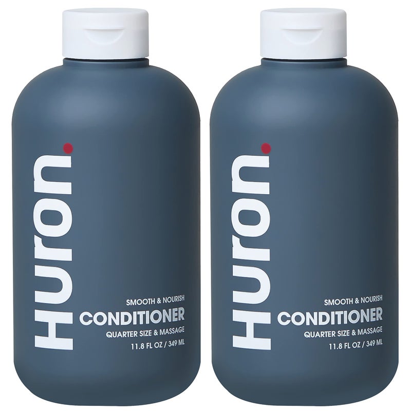 Huron Men’s Conditioner - Lightweight, Hydrating Conditioner - Eliminates Frizzy Hair, Moisturizes, & Restores Shine - Clean & Invigorating Scent - 100% Vegan Ingredients & Cruelty-Free - 11.8 Fl Oz (2 Pack) - Image 1