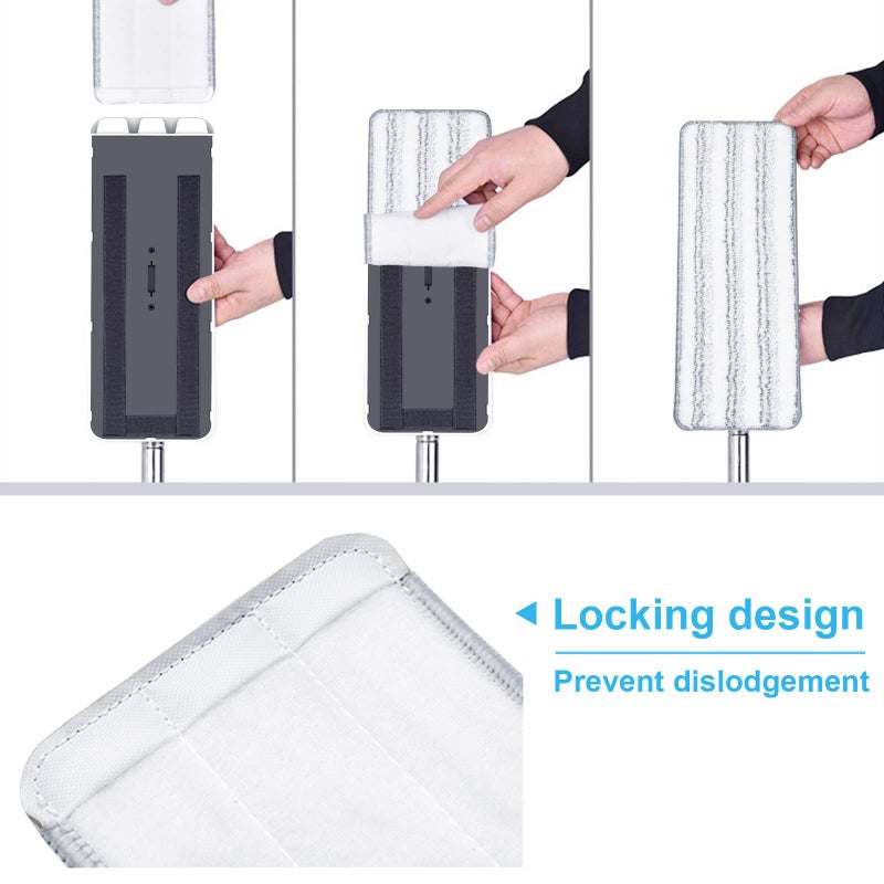 BOSHENG Flat Mop Pads, Mop Replacement Pads, Stronger Absorbent Microfiber Mop Pads, Machine Washable Pads, Refill 3 Packs - Image 3