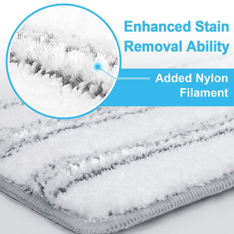 BOSHENG Flat Mop Pads, Mop Replacement Pads, Stronger Absorbent Microfiber Mop Pads, Machine Washable Pads, Refill 3 Packs - Image 2