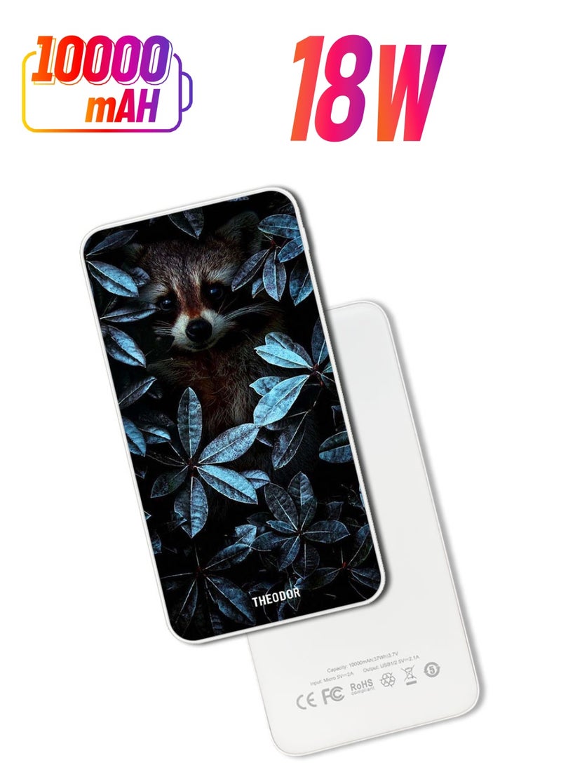 Theodor 10,000 mAh Super Fast Charging Ultra Compact Power Bank with Quick Charge & Power Delivery, Portable Charger For iPhone and Android Animal Between Leaves - Image 1