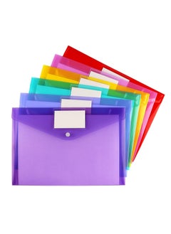 Gerenic 6 Pack Clear Document Folders File Envelopes with Label Pocket and Snap Button for Home Work Office Organization  - Image 1