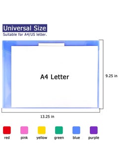 Gerenic 6 Pack Clear Document Folders File Envelopes with Label Pocket and Snap Button for Home Work Office Organization  - Image 3
