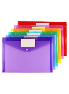 Gerenic 6 Pack Clear Document Folders File Envelopes with Label Pocket and Snap Button for Home Work Office Organization  - Image 2