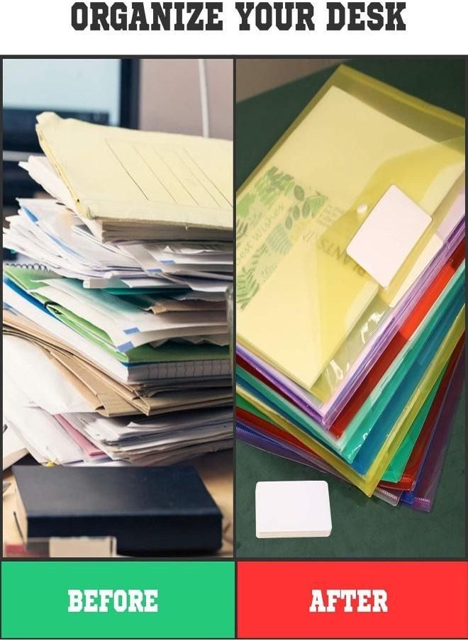 Gerenic - 6 Pack Clear Document Folders File Envelopes with Label Pocket and Snap Button for Home Work Office Organization - Image 1
