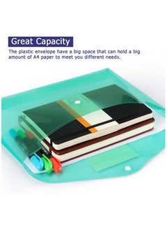 Gerenic 6 Pack Clear Document Folders File Envelopes with Label Pocket and Snap Button for Home Work Office Organization  - Image 4