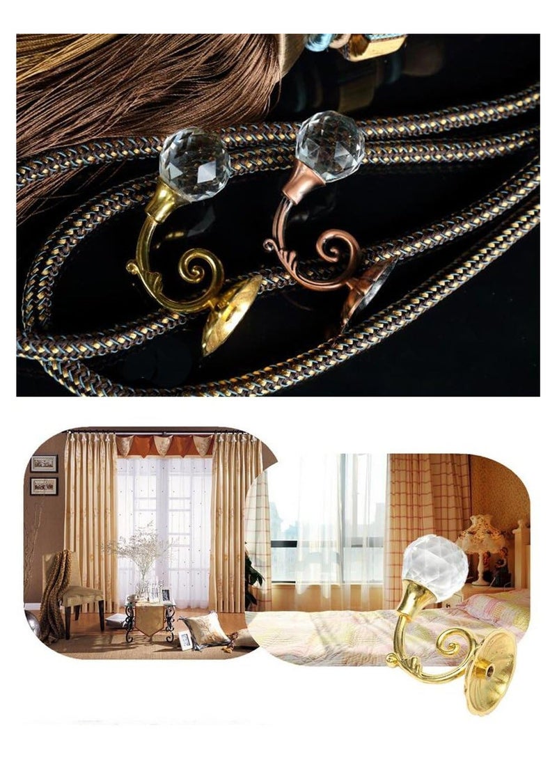 Pair(2PCS) Silver Round Head Crystal Curtain Hook Door Wall Window Hanger Hook Tieback Household Office School Fixed Decoration Hanging Tools for Curtain Towel Clothes  - Image 3