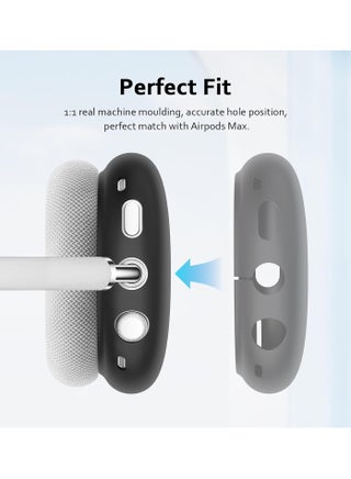 Silicone Case Cover for AirPods Max 1/2 Gen(2026/2024/2020) Headphones, Airpods Max Ear Cup Covers/Ear Pad Case Cover/Headband Cover/Max Headband Pad, 4 in1 Accessories for AirPods Max 1/2 Gen(2026/2024/2020) (Black) - view 2