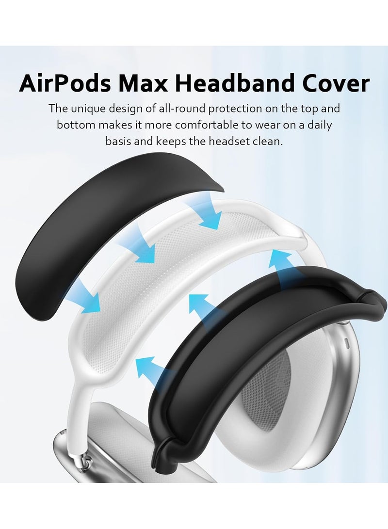 Silicone Case Cover for AirPods Max Headphones, Airpods Max Ear Cup Covers/Ear Pad Case Cover/Headband Cover/Max Headband Pad, 4 in1 Accessories for Apple AirPods Max (Black) - Image 5