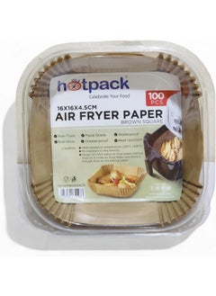 Hotpack Hotpack Air Fryer Paper Brown Square Liners 16x16x4.5cm, 100-Pieces  - Image 1