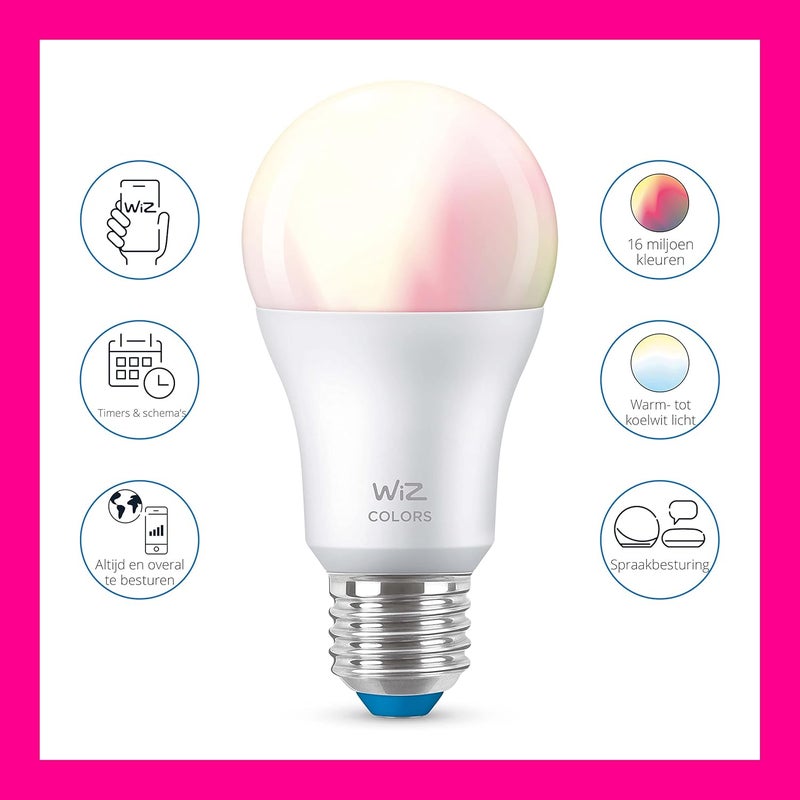 ويز Wiz Colours & Tunable Whites A60 E27 - لمبة LED ذكية مع واي فاي وبلوتوث - (متوافقة مع أمازون أليكسا ومساعد جوجل) - Image 1