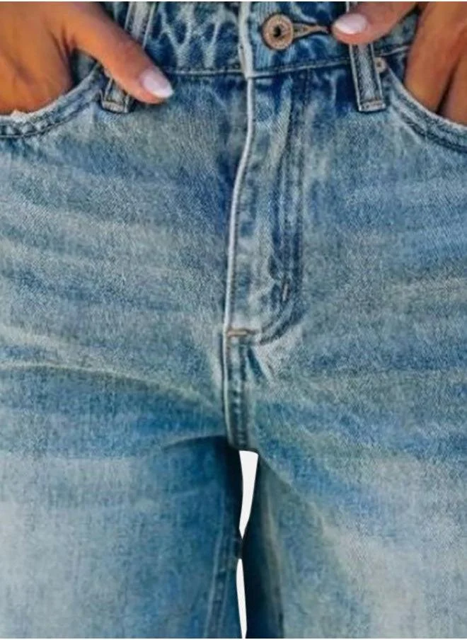YUNIQEE Blue Solid Denim Shorts