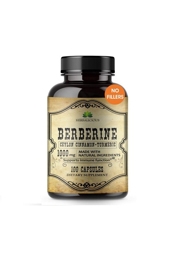 HERBALICIOUS Berberine Capsules Ceylon Cinnamon & Turmeric Berberine Hcl Dietary Supplement For Men And Women Non Gmo Berberine 1000Mg Ideal For Immune Support Heart Cholesterol Level - Image 1