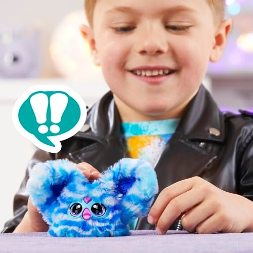 Furby فوربي فوربلتس أوه-كو صديق صغير، موسيقى روك، يتحدث فقط بالفوربيش، ألعاب قماشية إلكترونية للبنات والأولاد، حيوانات أليفة تفاعلية، أزرق وأبيض، هدايا العودة إلى المدرسة، للأعمار 6 سنوات فما فوق - Image 4